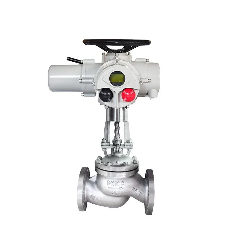 Stainless Steel Flow Control Motorized Stop Valve Flange Type Electric Globe Valve