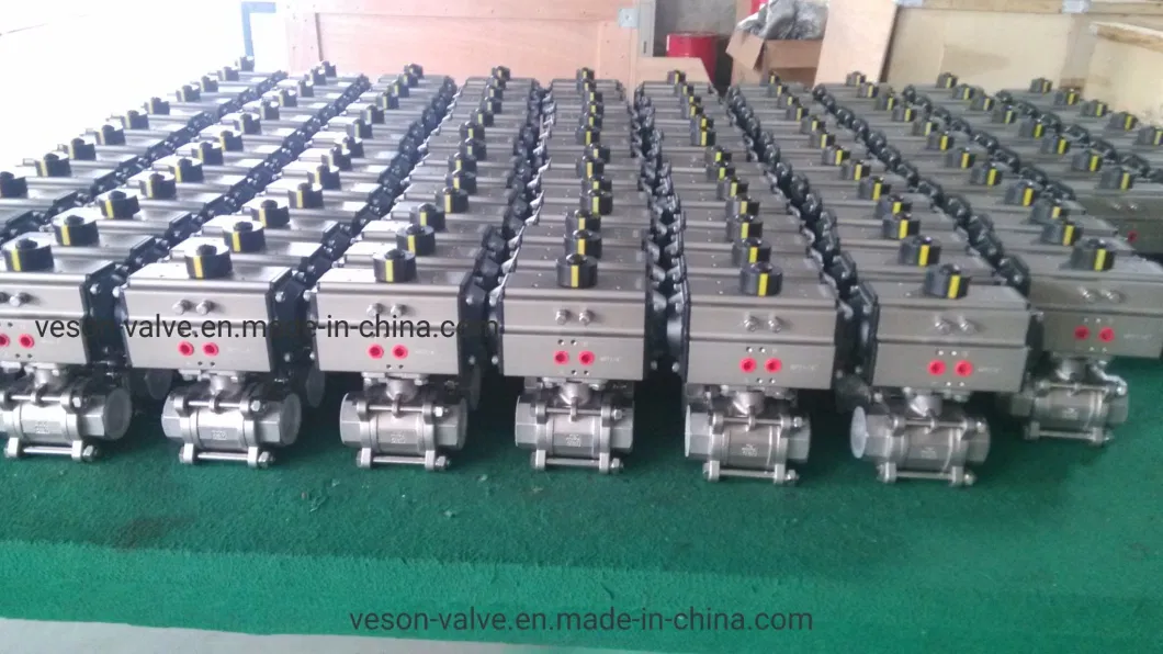 Pneumatic Actuated Screwed Ball Valve Air Actuated 2-Piece Stainless Ball Valves- Rack & Pinion on-off Control Valve Ball Valve 1" 1000wog